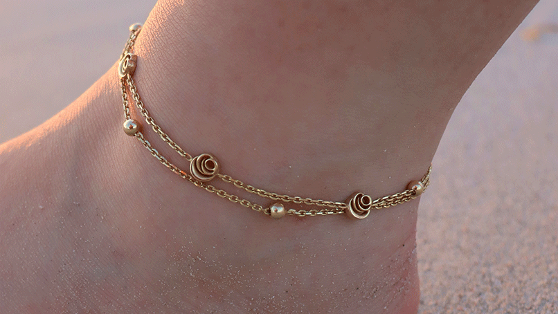 gold vermeil anklet||roses muse