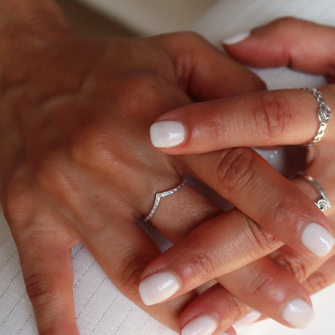 Rosevine Wishbone Ring in sterling silver