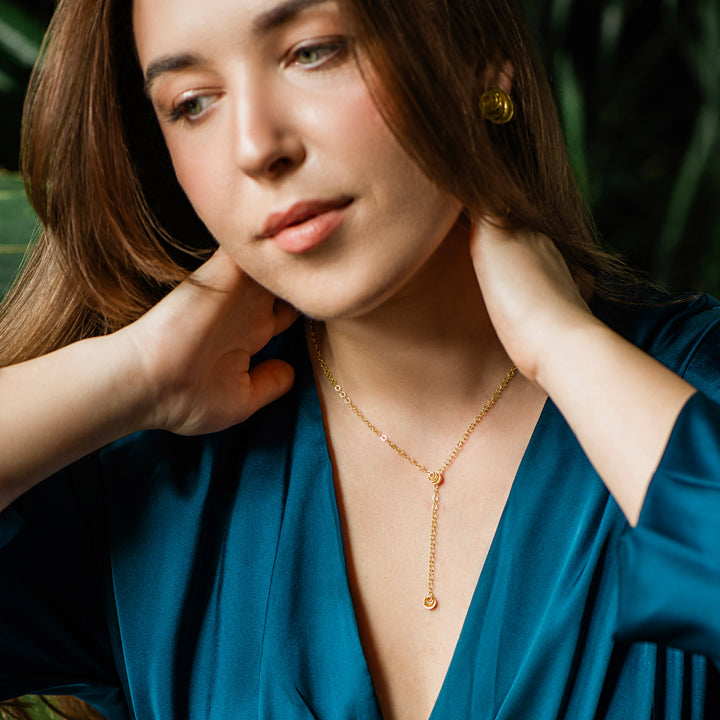 Signature Y-Necklace, earrings, stud earrings, anklet, bracelet, necklace, ring, 18k gold vermeil jewelry, online jewelry store, women jewelry, Roses Muse