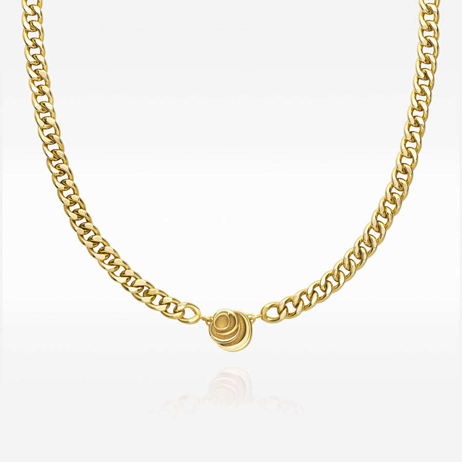 Signature Bold Cuban Link Necklace, earrings, stud earrings, anklet, bracelet, necklace, ring, 18k gold vermeil jewelry, online jewelry store, women jewelry, Roses Muse